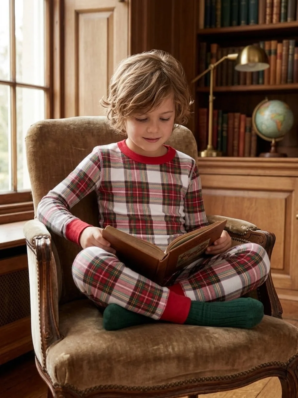 Hanna Andersson Kids Red Holiday Plaid Organic Cotton Pajama Set Size 6-7
